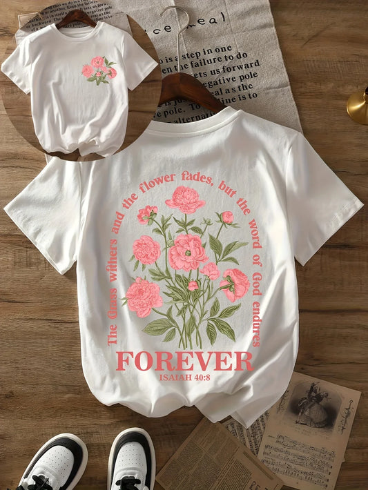 Bible Verse Lettering T-Shirt – Women’s Spring & Summer Casual Christian Tee