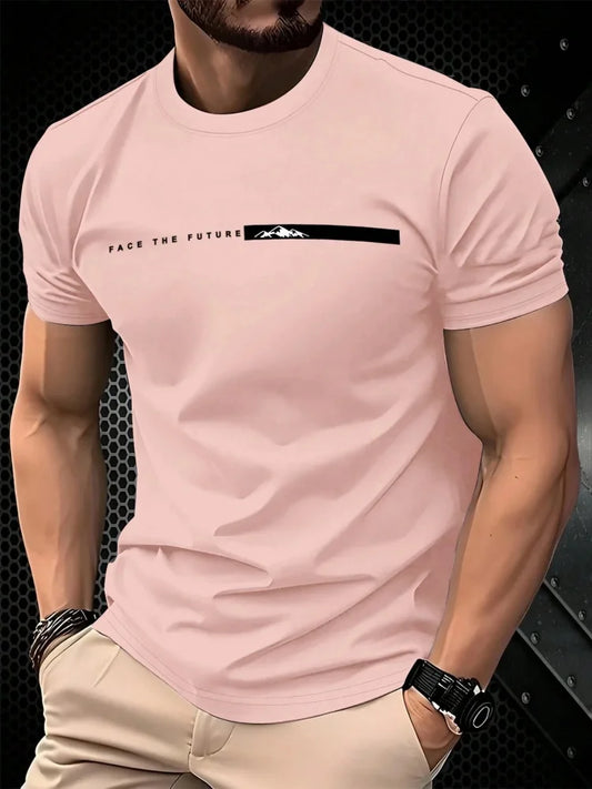 Summer Men’s Casual Sports T-Shirt – Oversized Fit with Letter Print