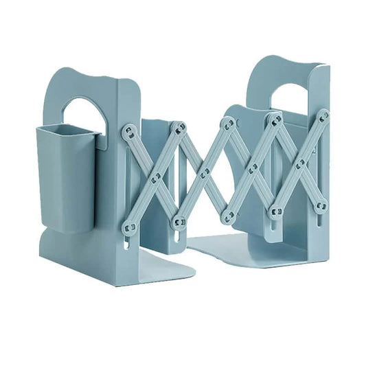 Telescopic Foldable Book Stand – Adjustable Desktop Book Clip & Storage Shelf for Students