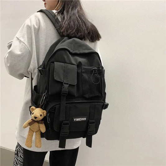 Multifunctional Teenager Laptop Backpack – Stylish Canvas School Bag for Students
