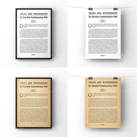 Crime and Punishment by Fyodor Dostoevsky – First Page Literary Poster Print