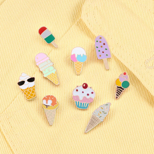 Sweet Cartoon Enamel Pins – Cute Ice Cream Lapel Brooches