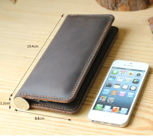 Handmade Vintage Crazy Horse Genuine Leather Wallet for Men
