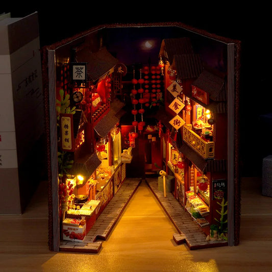 DIY Book Nook Dollhouse – Miniature Wooden Bookshelf Insert Kit