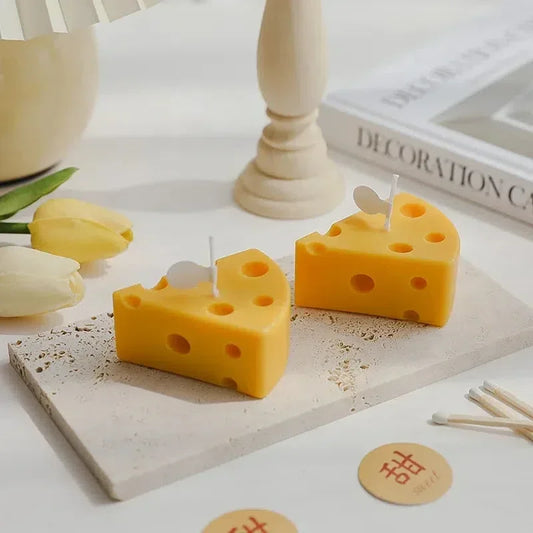 Cheese Shaped Scented Candle – Fun Aromatherapy Decor for Home & Gifts