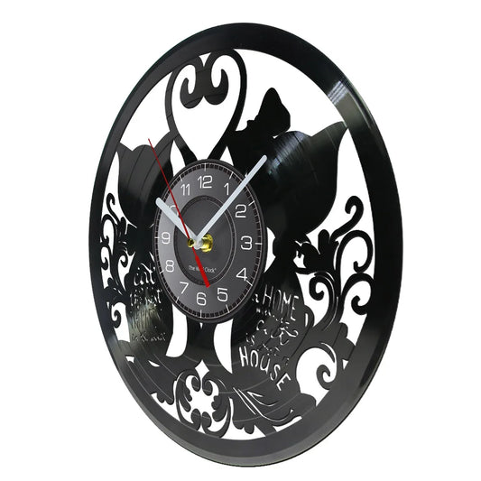 Home Without A Cat Is Just A House – Cat Quote Vinyl Record Wall Clock