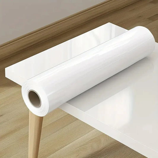 Pure White Wood Grain PVC Wallpaper – Waterproof, Self-Adhesive Vinyl for Cabinets, Furniture, Doors & Walls