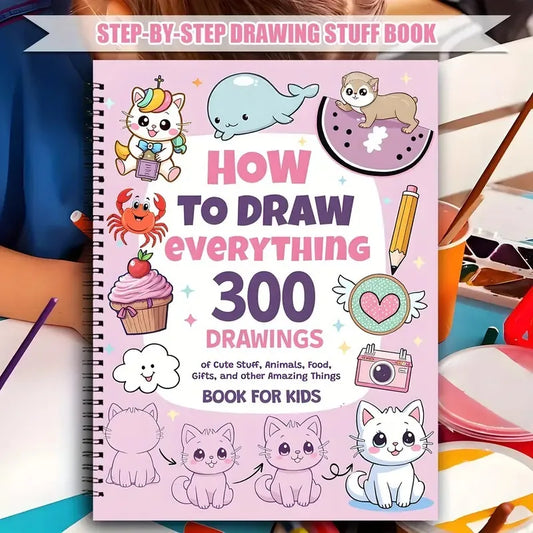 Bview Art Step-by-Step Drawing Guide – 300 Cute Animals, Foods & Creative Patterns