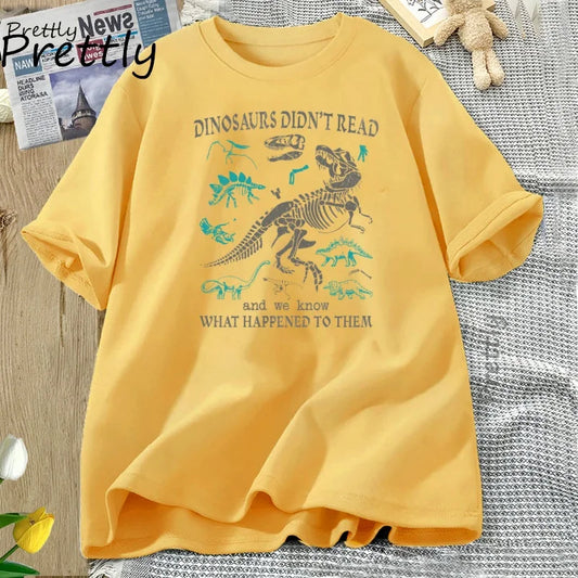 Dinosaurs Didn’t Read – Funny Bookish Retro T-Shirt for Book Lovers