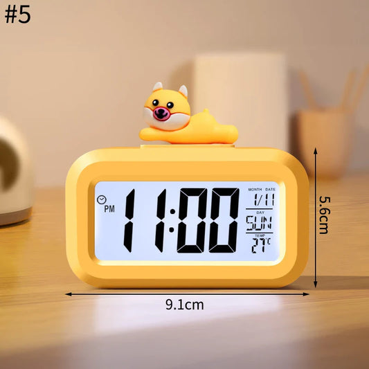 Cute Animal LED Digital Alarm Clock – Cartoon Pig Night Light for Kids' Room & Bedroom Decor