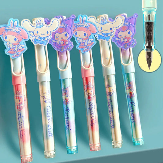 New Cartoon Kuromi & My Melody Calligraphy Practice Pens – Replaceable Ink for Elementary Students