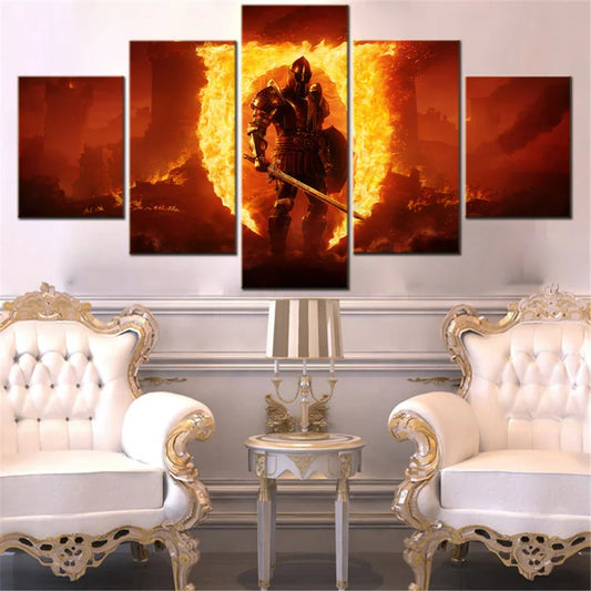 The Elder Scrolls IV Canvas Wall Art – 5-Piece Remastered Game Poster Set