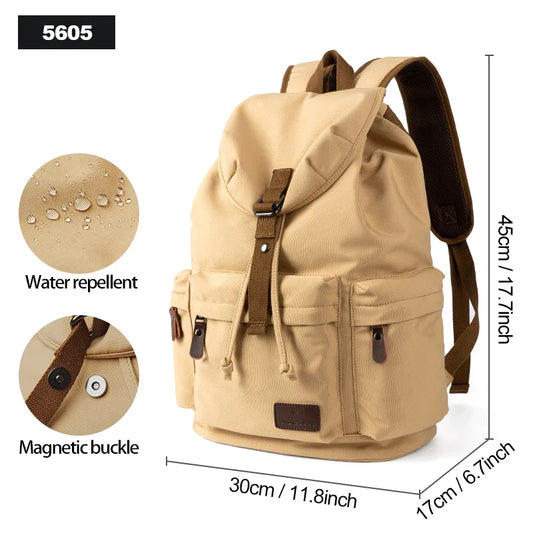 MOYYI Vintage Canvas Backpack – Large Capacity Laptop Bag for Men & Women
