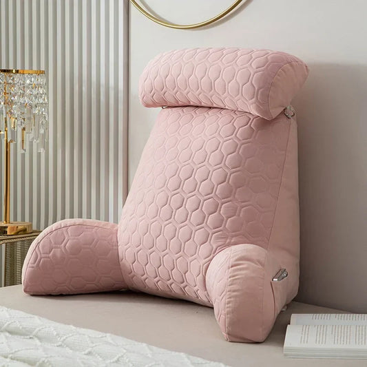 Reading Pillow – Large Backrest Bed Pillow with Pockets & Washable Cool Silk Latex Cushion