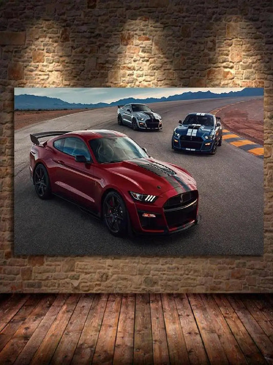 Modern Ford Mustang Shelby GT Wall Art – Red Supercar Oil Canvas Painting