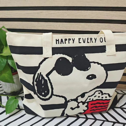 MINISO Snoopy Cute Print Tote Bag – Shoulder Bag for School, Shopping & Daily Use