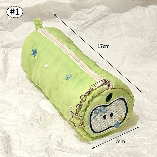 Bowknot Print Pencil Case – Portable Large-Capacity Stationery & Cosmetic Bag