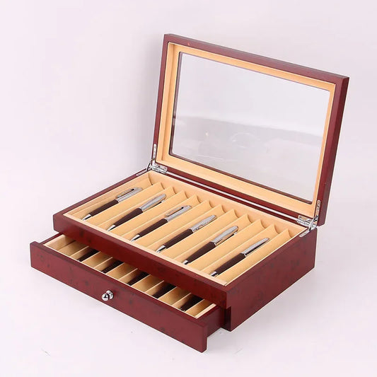 Lacquer Wooden Fountain Pen Display Organizer Box – Luxury Collector Case (12/23/34/78 Slots)