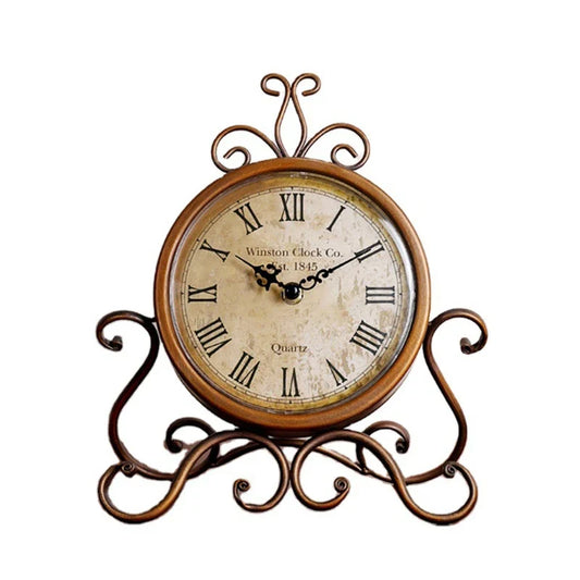 Vintage Retro Iron Table Clock – Silent Battery-Operated Home & Office Décor