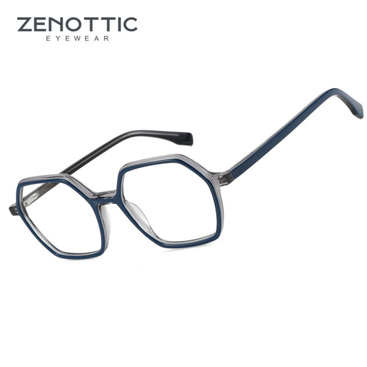 ZENOTTIC 2025 Hexagon Optical Glasses – Retro Acetate Eyewear with Clear Non-Prescription Lenses