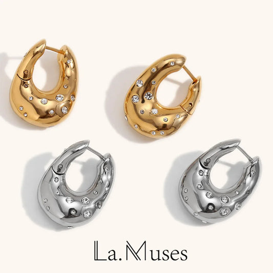 La.Muses Irregular Starry Sky Earrings – Trendy Stainless Steel Jewelry for Women