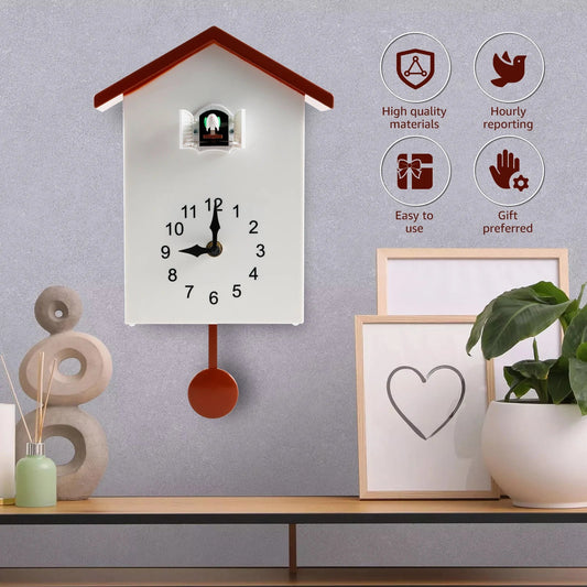 Creative Cuckoo Wall Clock – Silent Hanging Clock with Bird Tweeting Sound for Home & Living Room Décor