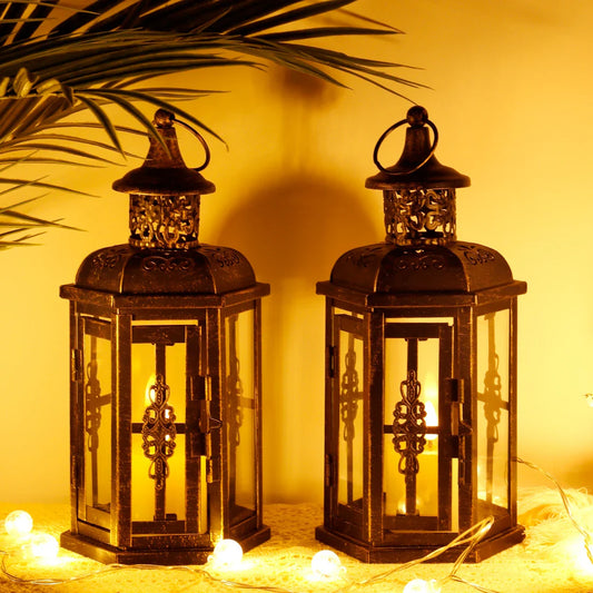 Vintage Nordic Candle Holder Lantern – Aesthetic Iron Hanging Lantern for Home & Wedding Decor