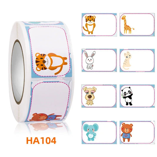 Cartoon & Comic Name Tag Labels – 350 Colored Self-Adhesive Stickers per Roll