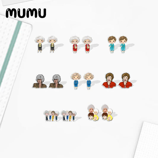 Golden Girls Acrylic Stud Earrings – Fun Resin Jewelry for Fans