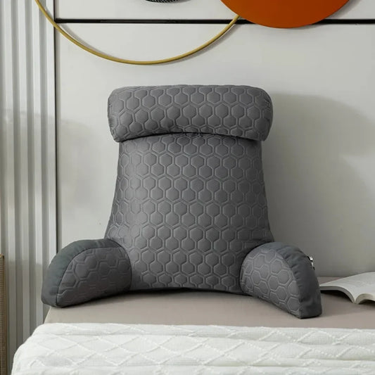Reading Pillow – Large Backrest Bed Pillow with Pockets & Washable Cool Silk Latex Cushion