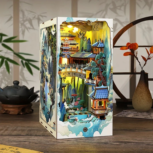DIY Book Nook Kit = Miniature Bookshelf Insert Model for Teens & Adults