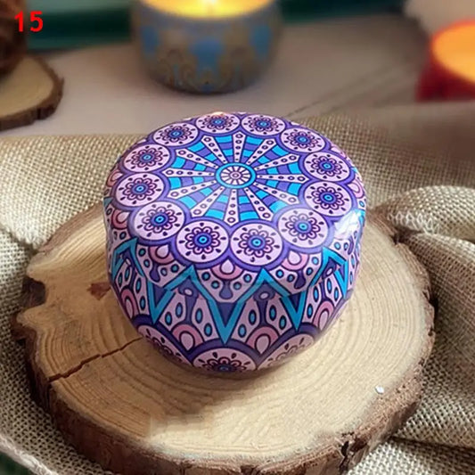 Flower Scented Candle in Tinplate Jar – Vintage Dried Floral Candle for Home & Gift