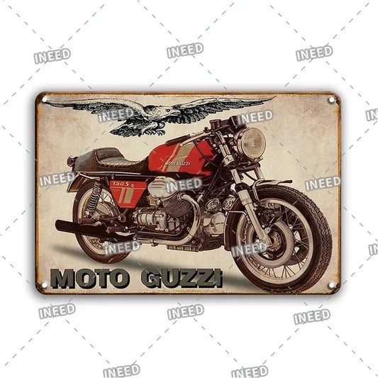 Vintage Motorcycle Metal Tin Sign Poster – Retro Wall Decor for Garage, Home, or Room
