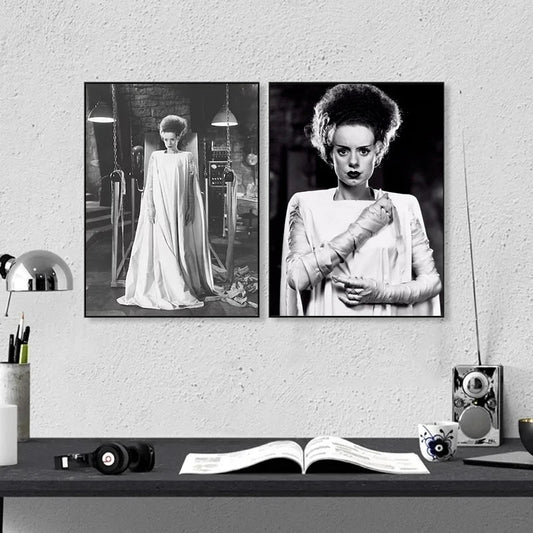 Vintage Bride of Frankenstein Poster – Classic Horror Movie Canvas Wall Art