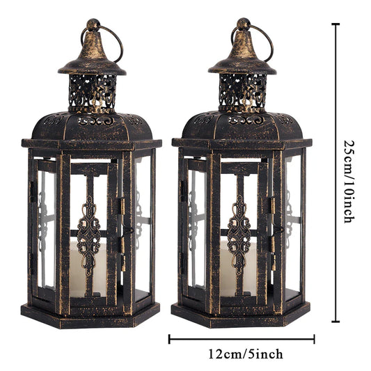 Vintage Nordic Candle Holder Lantern – Aesthetic Iron Hanging Lantern for Home & Wedding Decor