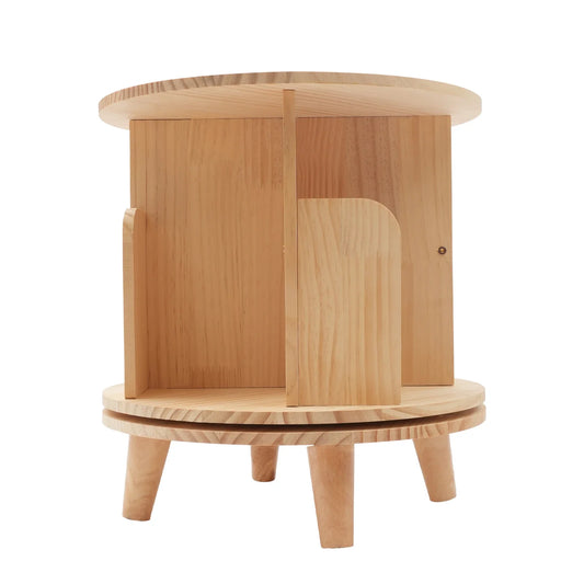 Versatile 360° Free-Standing Wooden Bookshelf Organizer – Space-Efficient Corner Storage & Display Rack