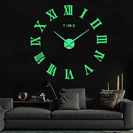 2D/3D Large Roman Numeral Acrylic Mirror Wall Clock Sticker – DIY Quartz Home Décor