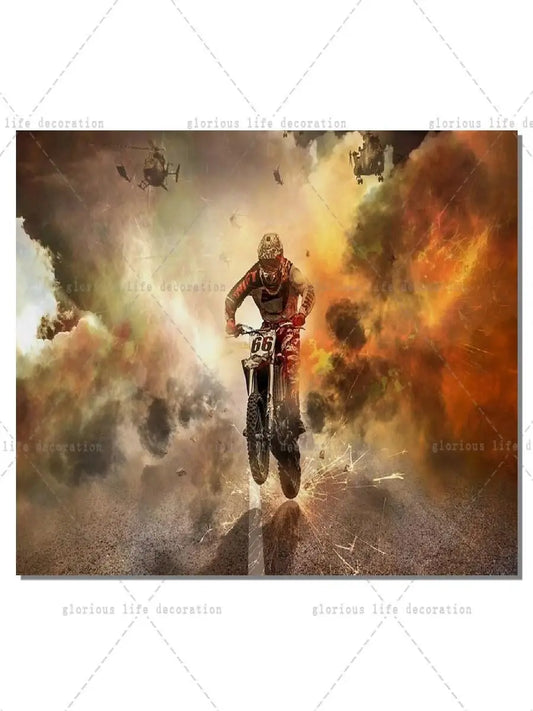 Motorcycle Racing Biker Canvas Art Poster – Sports Bike Wall Decor for Living Room & Bedroom