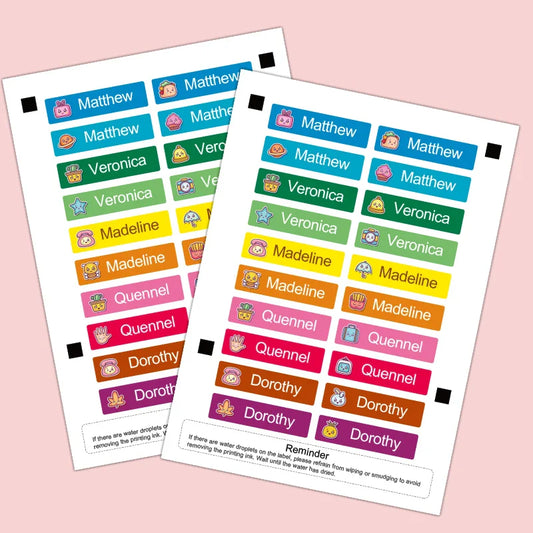 Colorful Custom Name Tag Stickers – Waterproof Personalized Labels for Kids, School, Office & Bottles