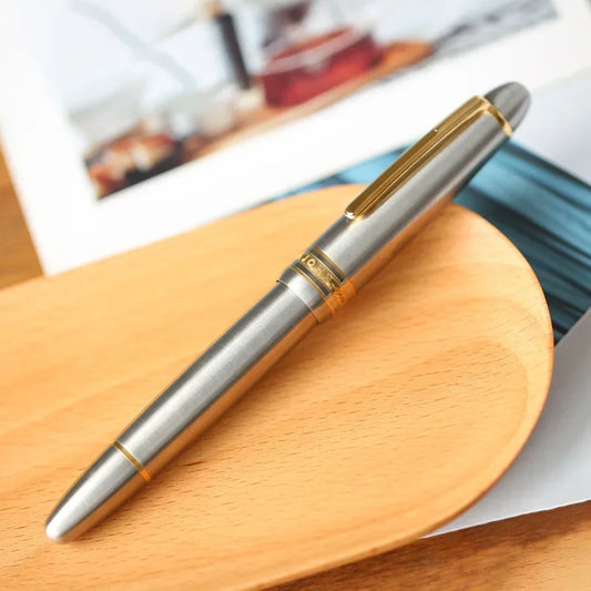 MAJOHN Titanium Alloy Ti-136 Fountain Pen – Brushed Metal Piston-Fill Writing Instrument