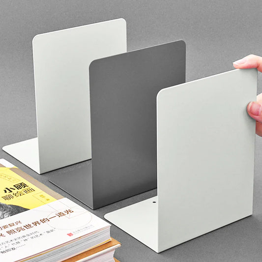2Pcs INS Simple Metal Book Stand – Non-Slip Desktop Bookends for Students & Office Use