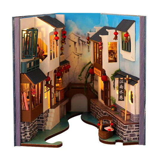 DIY Book Nook Dollhouse Miniature Kit – Wooden Shelf Insert for Bookshelf Decoration