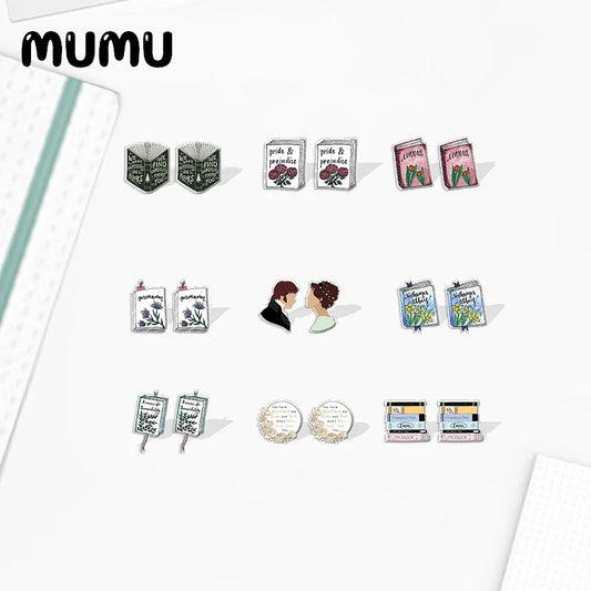 2025 Jane Austen Book Quote Acrylic Stud Earrings – Resin Epoxy Jewelry for Fans