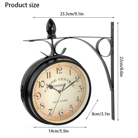 European Vintage Outdoor Wall Clock – Weatherproof Silent Clock for Indoor & Outdoor Décor