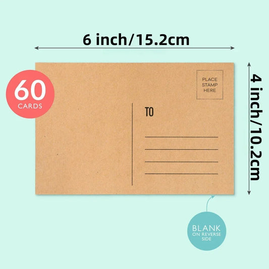 60 Pcs Brown 4x6 Blank Postcards – DIY Mailable Printable Postcard Set (300gsm)