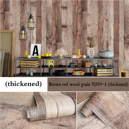 Retro Faux Wood Grain Peel & Stick Wallpaper – Self-Adhesive Vinyl Wall Covering