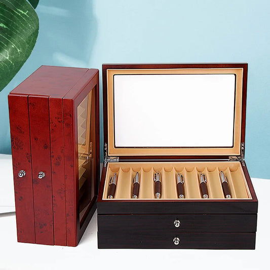 Vintage Pen Box with 34 Compartments – 3-Tier Retro Organizer for Collectors