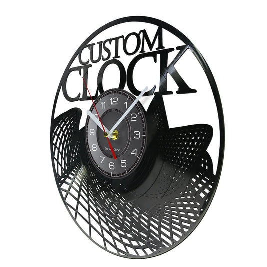 Custom Vintage Vinyl Record Wall Clock – Personalized with Your Design, Logo, or Photo