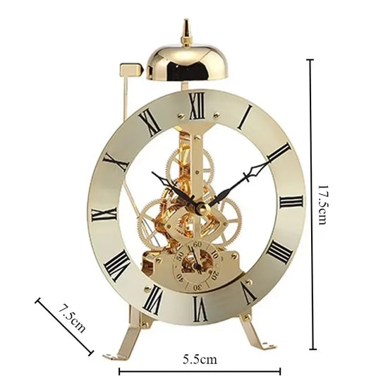 Small Vintage Metal Table Clock – Luxury Mini Bedside Watch for Home & Office Décor