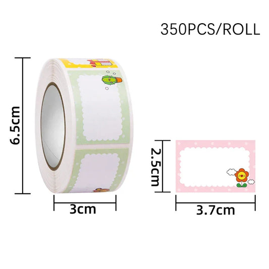 Cartoon & Comic Name Tag Labels – 350 Colored Self-Adhesive Stickers per Roll